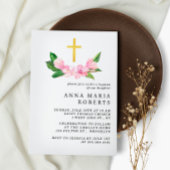 Rosa Blume und Goldgräbertaufen Einladung