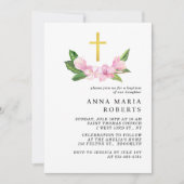 Rosa Blume und Goldgräbertaufen Einladung (Vorderseite)