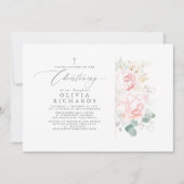 Rosa Blume und goldgrüne Blätter Weihnachten Einladung (Vorderseite)