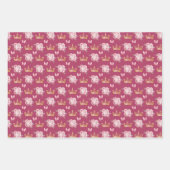 Rosa Blume und Goldkronen Geschenkpapier Set (Vorderseite 2)