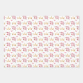 Rosa Blume und Goldkronen Geschenkpapier Set (Vorderseite)