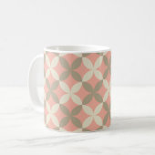 Rosa Blume und graue Blätter gemustert Kaffeetasse (Vorderseite Links)