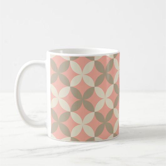 Rosa Blume und graue Blätter gemustert Kaffeetasse (Links)