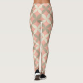 Rosa Blume und graue Blätter gemustert Leggings (Rückseite)