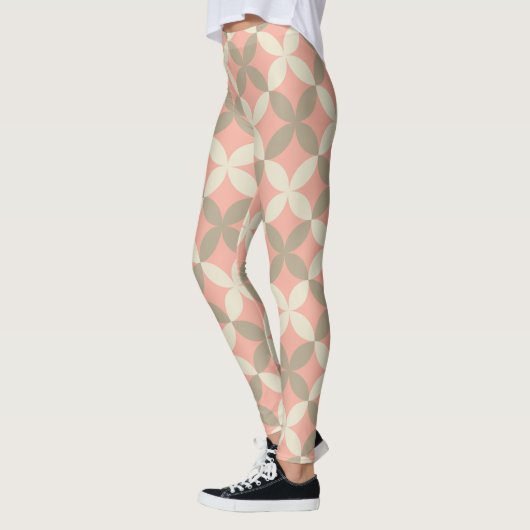 Rosa Blume und graue Blätter gemustert Leggings (Links)