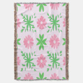 Rosa Blume und grüne Blätter - nahtloses Muster Decke (Vorderseite Vertikal)