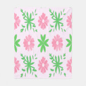 Rosa Blume und grüne Blätter - nahtloses Muster Fleecedecke (Vorderseite)