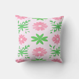 Rosa Blume und grüne Blätter - nahtloses Muster Kissen