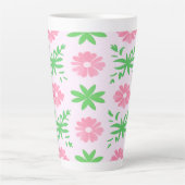 Rosa Blume und grüne Blätter - nahtloses Muster Milchtasse (Vorderseite)