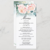 Rosa Blume und grüne Hochzeitsmenüs Programm (Vorne/Hinten)