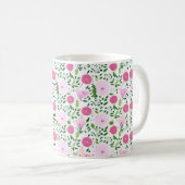 Rosa Blume und grünes Weinmuster Kaffeetasse (VorderseiteRechts)