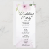 Rosa Blume und Grünes Weißes Hochzeitsprogramm (Rückseite)