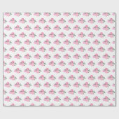 Rosa Blume und Grünmuster Geschenkpapier (Flach)