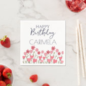 Rosa Blume und Herz Geburtstagsparty Serviette (Beispiel)