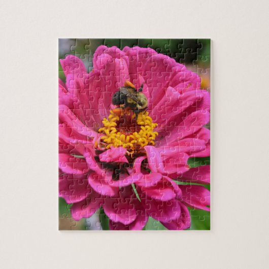 Rosa Blume und Hummel Puzzle (Vertikal)