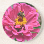 Rosa Blume und Hummel Untersetzer (Vorne)