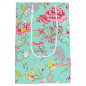 Rosa Blume und Hummingbird Mittlere Geschenktasche Geschenktüte (Rückseite)