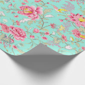 Rosa Blume und Hummingvogel Geschenkpapier (Ecke)