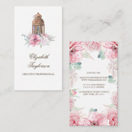 Rosa Blume und Kerzenleuchte Visitenkarte