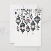 Rosa Blume und Laternen - die Auswahl RSVP Karte (Rückseite)