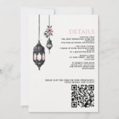 Rosa Blume und Laternen QR Code Hochzeit Einladung (Rückseite)