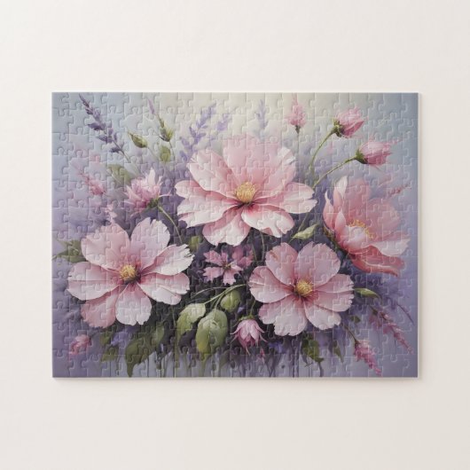 Rosa Blume und Lavendel Puzzle (Horizontal)