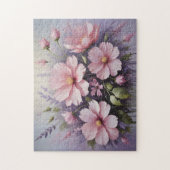 Rosa Blume und Lavendel Puzzle (Vertikal)