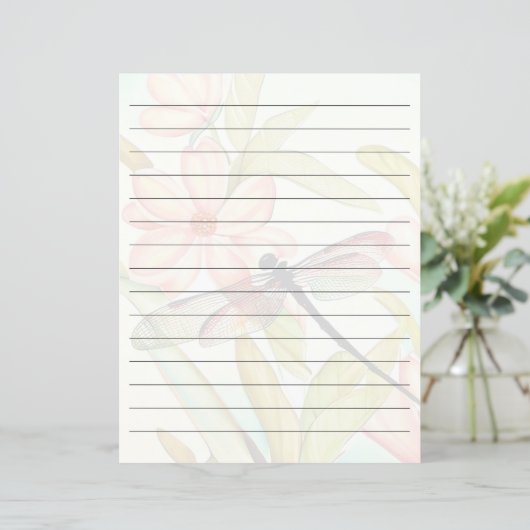 Rosa Blume und Libellen (Stehend Vorderseite)