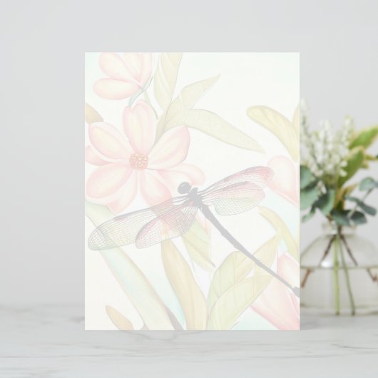 Rosa Blume und Libellen (Stehend Vorderseite)