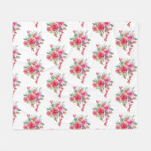 Rosa Blume und Libellen Fleecedecke (Vorderseite (Horizontal))