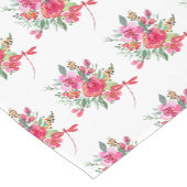 Rosa Blume und Libellen Kurzer Tischläufer (Ecke)