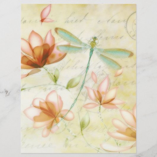 Rosa Blume und Libellen-Origami (Vorderseite)