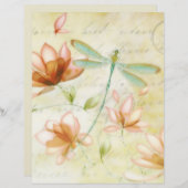 Rosa Blume und Libellen-Origami (Vorne/Hinten)