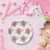 Rosa Blume und Libellen Pappteller (Party)
