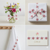 Rosa Blume und Libellen Satinband