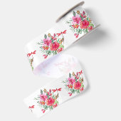 Rosa Blume und Libellen Satinband (Rückseite)