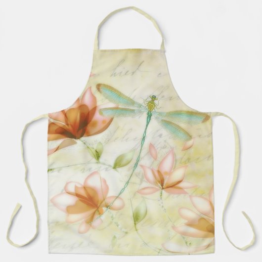 Rosa Blume und Libellen Schürze (Vorderseite)