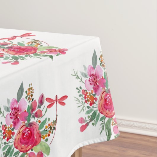 Rosa Blume und Libellen Tischdecke (Beispiel)