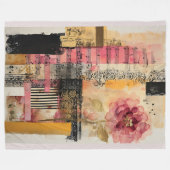 Rosa Blume und Musiknoten Fleecedecke (Vorderseite (Horizontal))