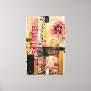Rosa Blume und Musiknoten Leinwanddruck