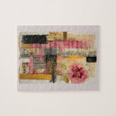 Rosa Blume und Musiknoten Puzzle (Horizontal)