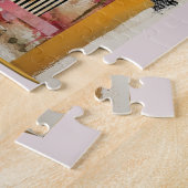 Rosa Blume und Musiknoten Puzzle (Seite)