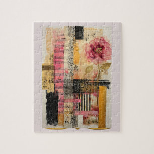 Rosa Blume und Musiknoten Puzzle