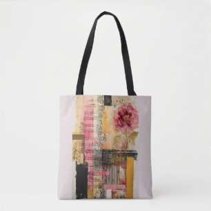 Rosa Blume und Musiknoten Tasche