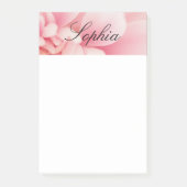 Rosa Blume und Name des schwarzen Skripts Post-it Klebezettel (Vorderseite)