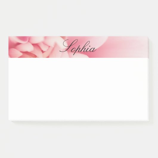 Rosa Blume und Name des schwarzen Skripts Post-it Klebezettel (Vorderseite)