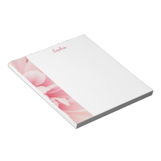 Rosa Blume und Name Notizblock (angewinkelt)