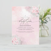 Rosa Blume und Niedliche Gipskraut Taufe des Mädch Einladung (Stehend Vorderseite)