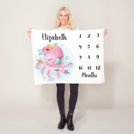 Rosa Blume und Octopus Baby Milestone Fleecedecke