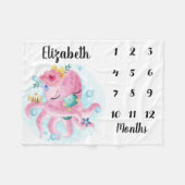 Rosa Blume und Octopus Baby Milestone Fleecedecke (Vorderseite (Horizontal))